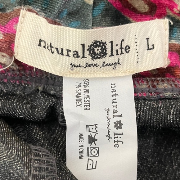 Natural Life Cali Flare Pants Size Large Floral Stretch Velvet Velour Pull On - Picture 8 of 9